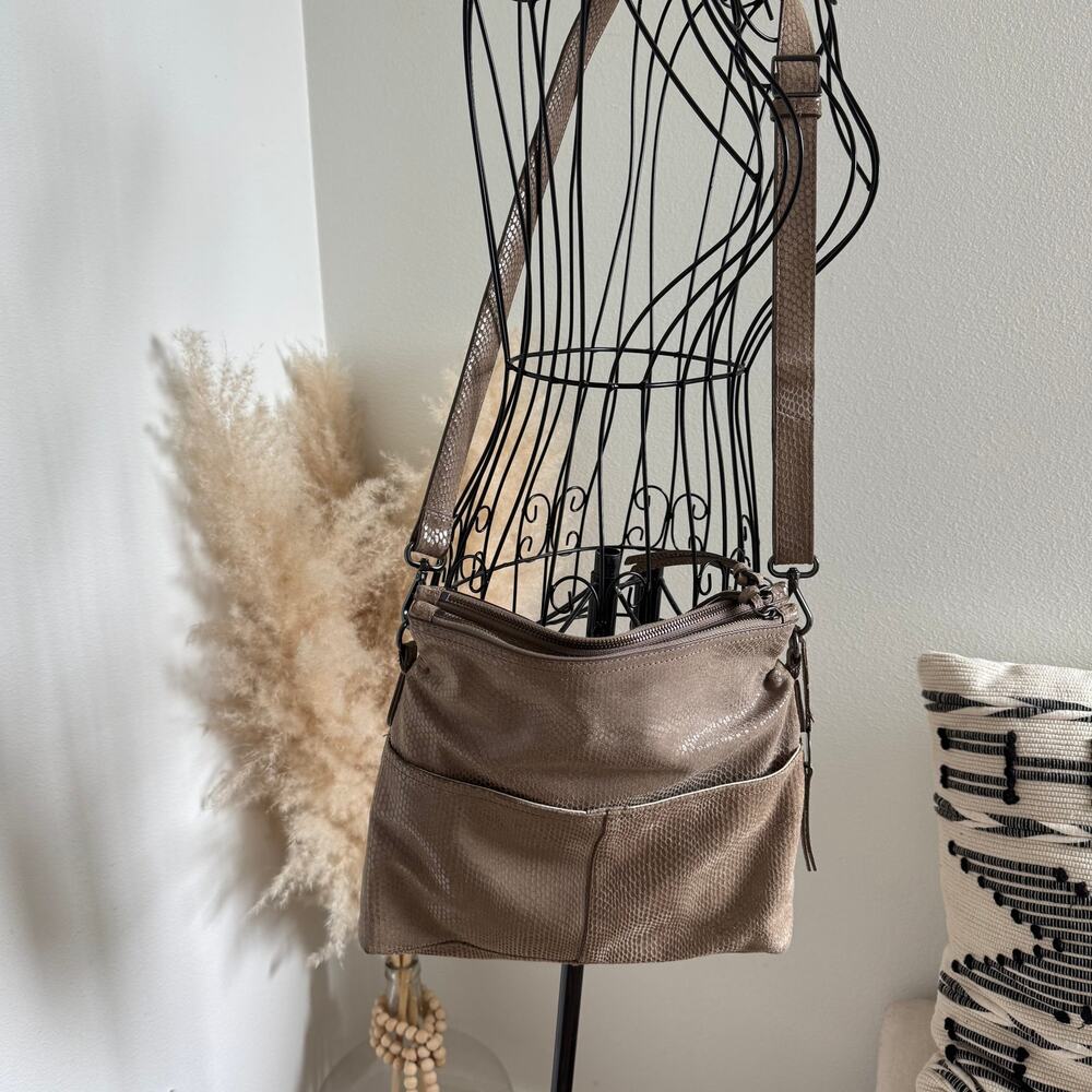 Margot New York Robbie Foldover Snakeskin Embossed Leather Crossbody Bag
